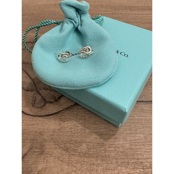 Tiffany & Co. NEW Elsa Peretti Open Wave Stud Earrings Sterling Silver Pouch Box